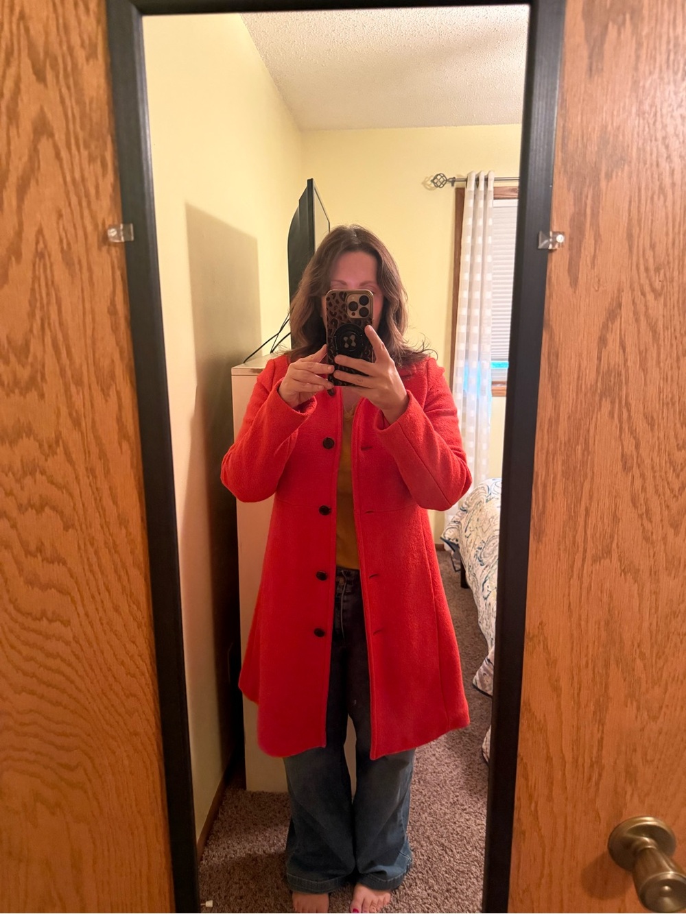 Lands' End Women's Vibrant Orange Pea Coat